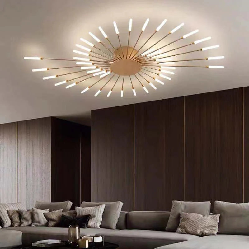 Industrial LED Deckenleuchte Schwarz/Gold Wohnzimmer Metall – Bild 24 von 24