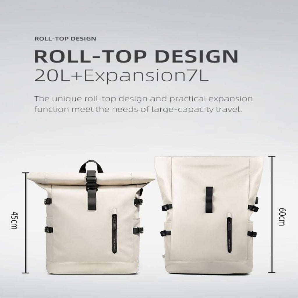 Erweiterbarer Rolltop-Rucksack mit Laptopfach und großem Volumen – Pelanva – Ansicht 17