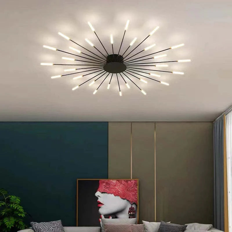 Industrial LED Deckenleuchte Schwarz/Gold Wohnzimmer Metall – Bild 17 von 24