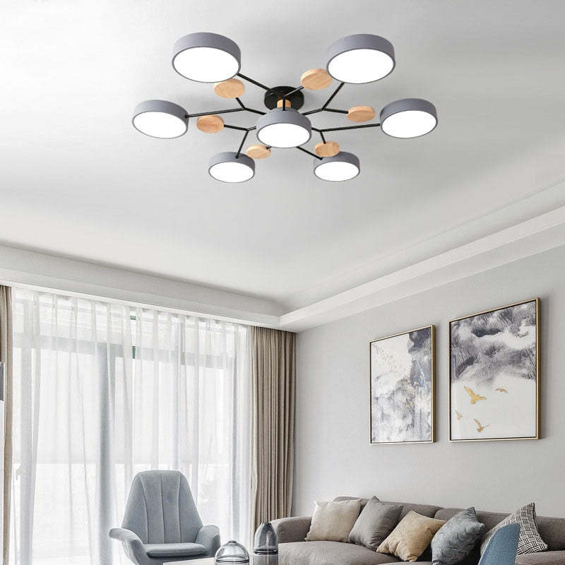 Muto Deckenleuchte Holz  Modern Rund LED Weiß Schlaf/Wohnzimmer – Bild 10 von 23