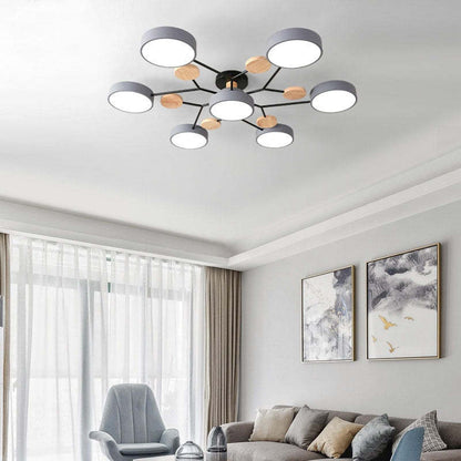 Muto Deckenleuchte Holz  Modern Rund LED Weiß Schlaf/Wohnzimmer – Bild 10 von 23