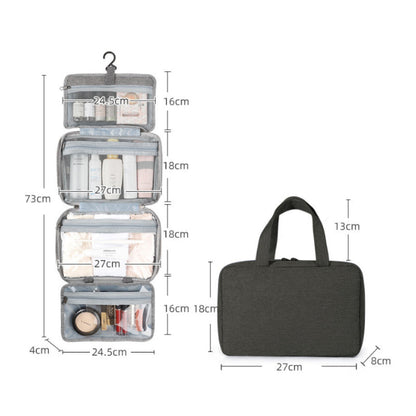 Travelique Reise-Kosmetik-Organizer| Kompakt & Wasserabweisend| Mit 4 Fächern & 360° Haken| Für Damen & Herren – Tasche