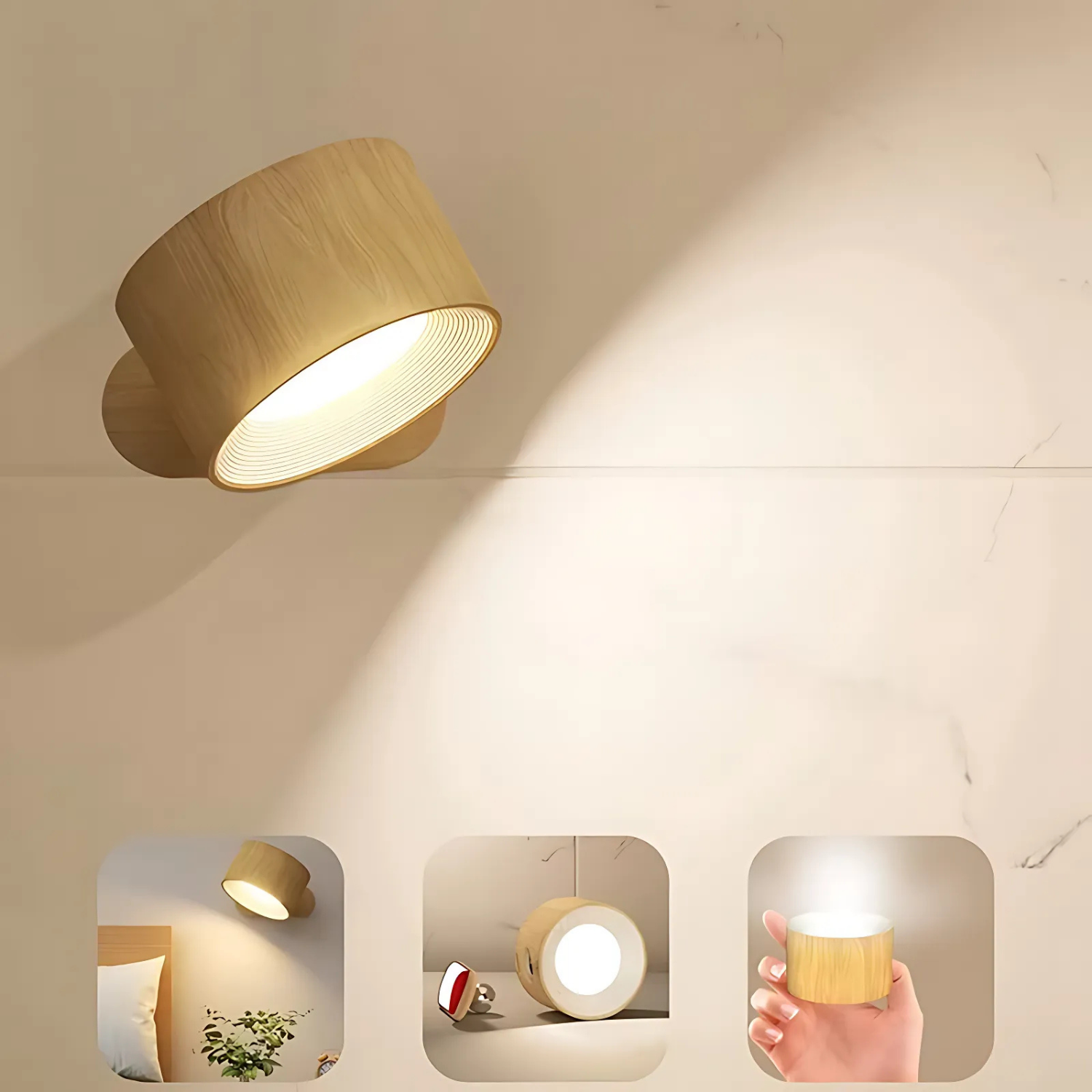 Wandleuchte LumiScandi| Kabellos & Wiederaufladbar| Skandinavisches Design| Holz Eiche – Wandleuchte