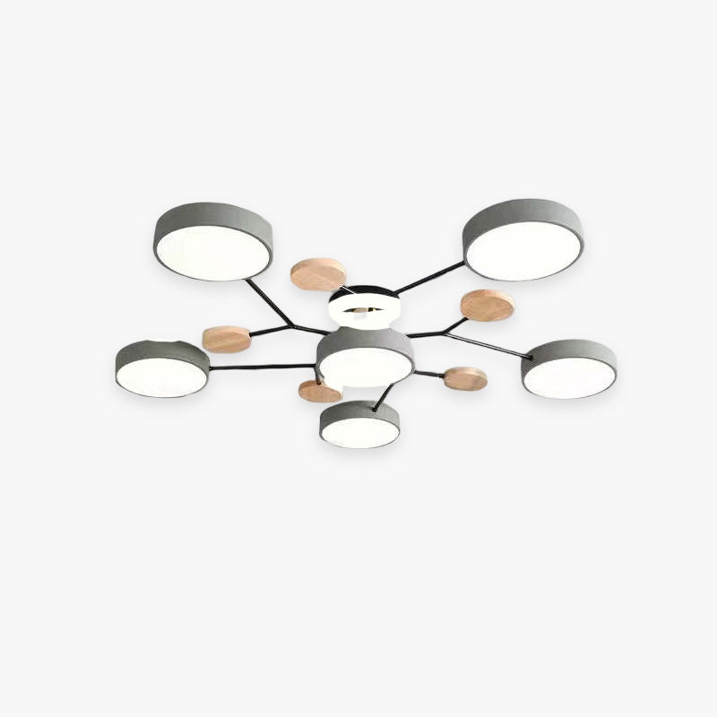 Muto Deckenleuchte Holz  Modern Rund LED Weiß Schlaf/Wohnzimmer – Deckenleuchte