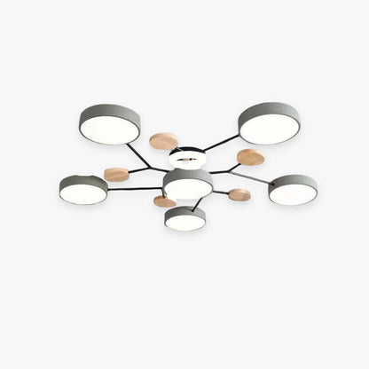 Muto Deckenleuchte Holz  Modern Rund LED Weiß Schlaf/Wohnzimmer – Deckenleuchte