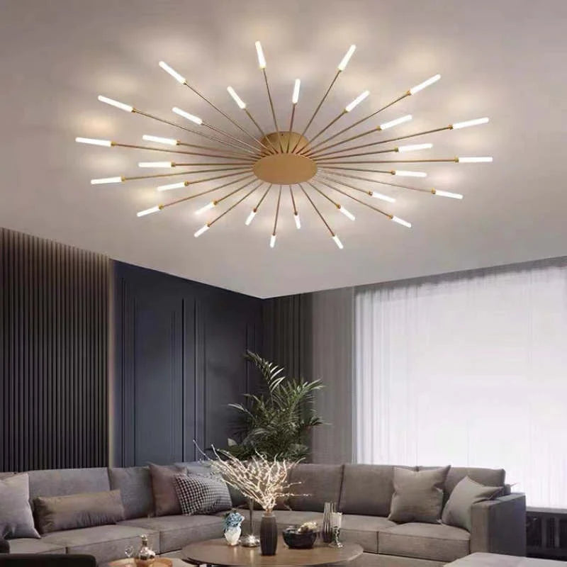 Industrial LED Deckenleuchte Schwarz/Gold Wohnzimmer Metall – Bild 4 von 24