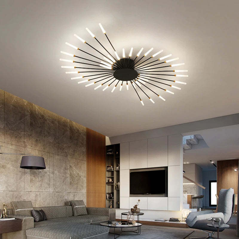 Industrial LED Deckenleuchte Schwarz/Gold Wohnzimmer Metall – Bild 2 von 24