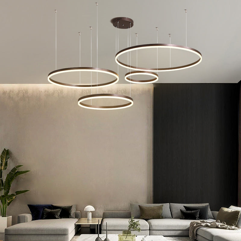 Pendelleuchte Tir-Kreis Ring Moderne Schwarz/Gold/Kaffee Metall Schlafzimmer – Bild 20 von 21