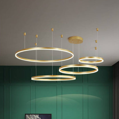 Pendelleuchte Tir-Kreis Ring Moderne Schwarz/Gold/Kaffee Metall Schlafzimmer – Bild 16 von 21