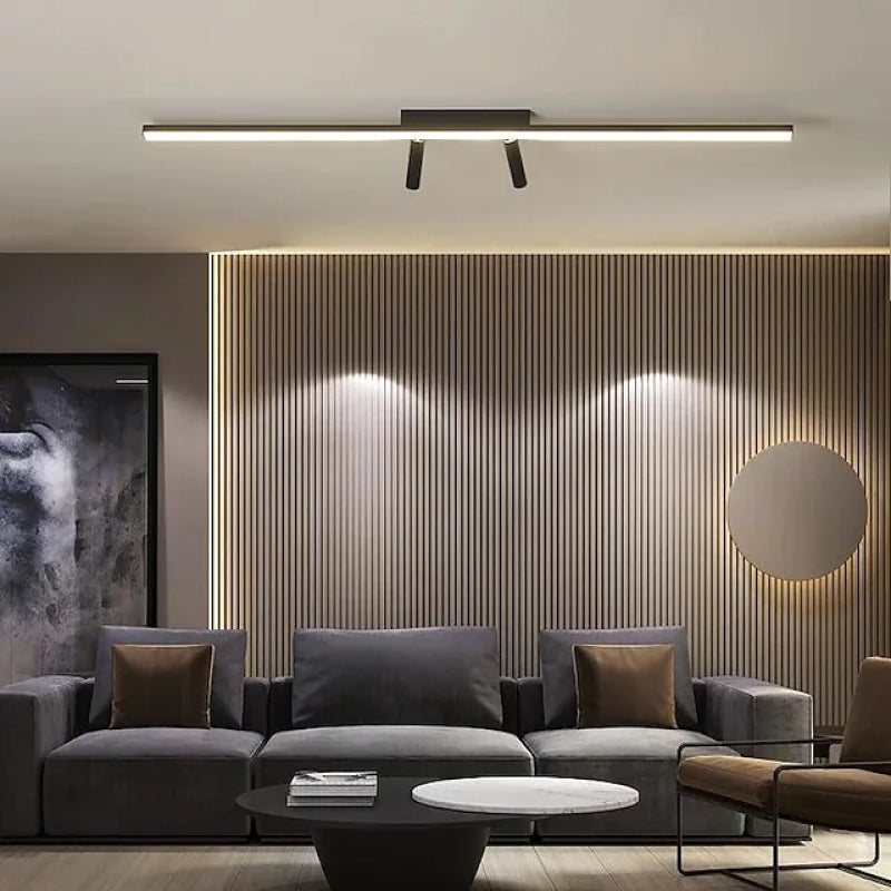 Linear LED Deckenleuchte Schwarz Wohnzimmer – Bild 8 von 8