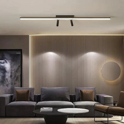 Linear LED Deckenleuchte Schwarz Wohnzimmer – Bild 8 von 8
