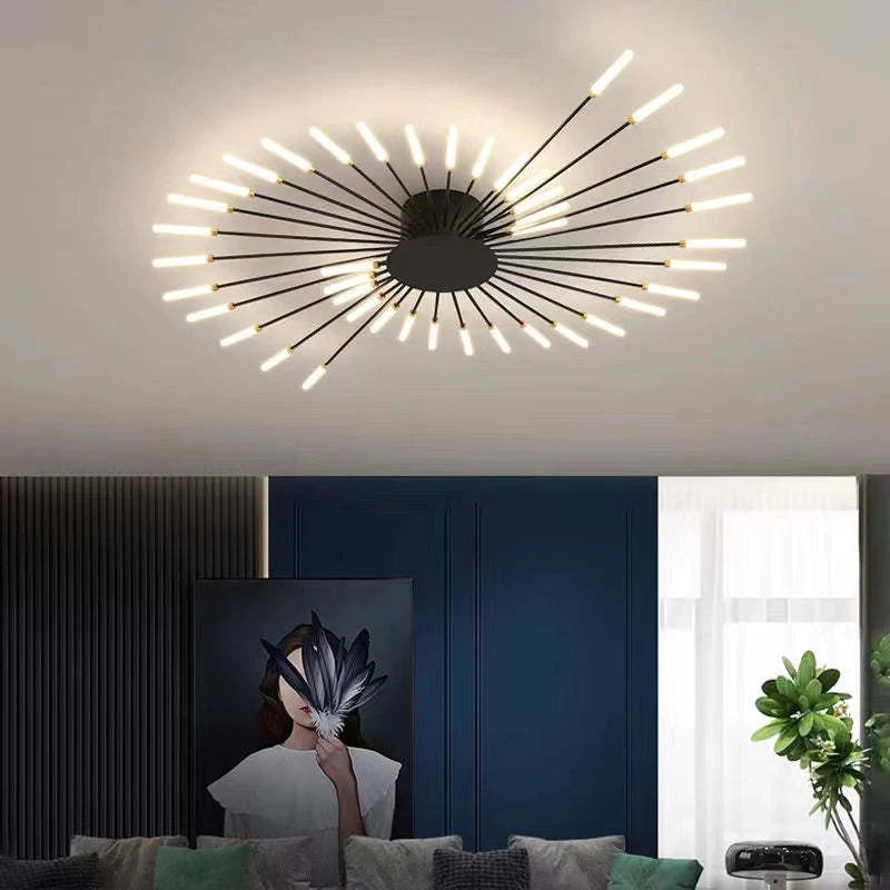 Industrial LED Deckenleuchte Schwarz/Gold Wohnzimmer Metall – Bild 7 von 24