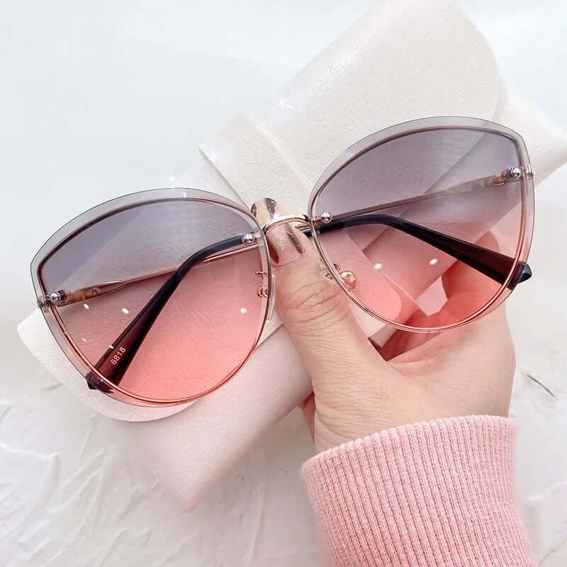 Sonnenbrille Damen, Randlose Katzenaugenform UV400 – Bild 13 von 15