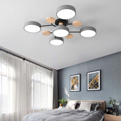 Muto Deckenleuchte Holz  Modern Rund LED Weiß Schlaf/Wohnzimmer – Bild 3 von 23