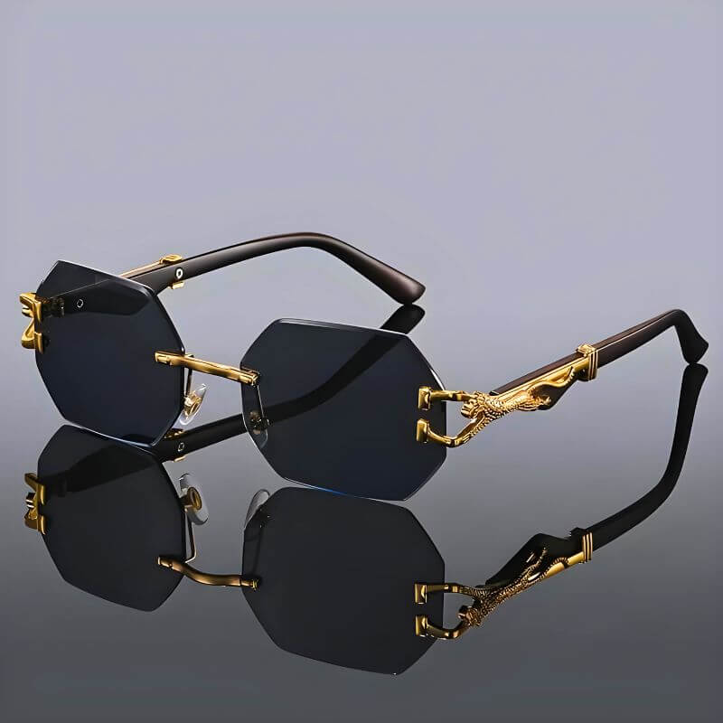 Hexagon Sonnenbrille mit Goldakzenten - UV-Schutz – Bild 2 von 6