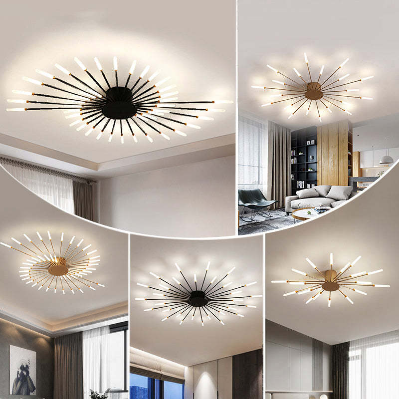 Industrial LED Deckenleuchte Schwarz/Gold Wohnzimmer Metall – Bild 8 von 24