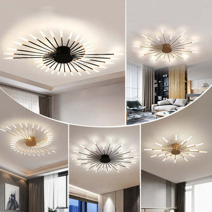Industrial LED Deckenleuchte Schwarz/Gold Wohnzimmer Metall – Bild 8 von 24