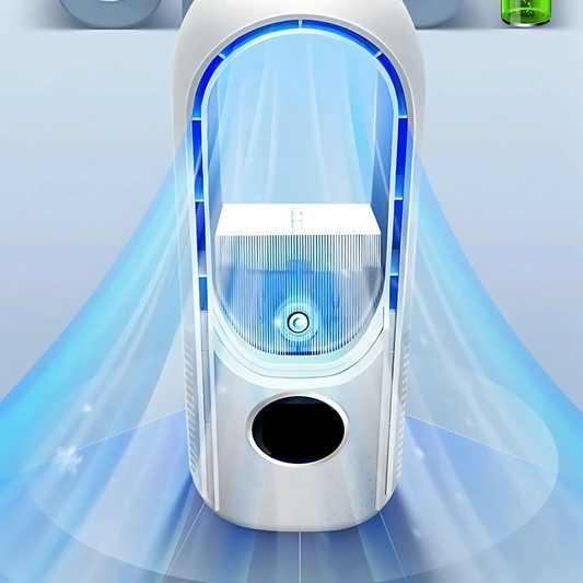 Airevo Luftkühler| Bladeless USB-Ventilator| 6 Stufen| Leise & Mit Timer| Luftbefeuchtung – Haushaltsgeräte