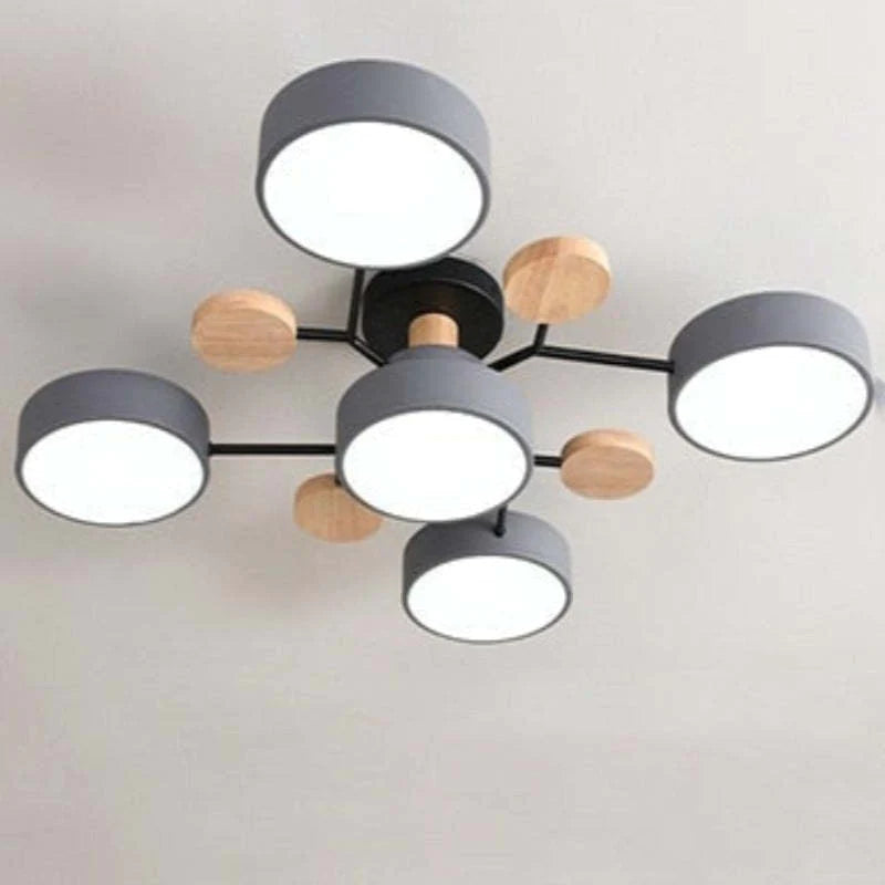 Muto Deckenleuchte Holz  Modern Rund LED Weiß Schlaf/Wohnzimmer – Bild 20 von 23