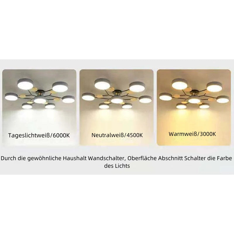 Muto Deckenleuchte Holz  Modern Rund LED Weiß Schlaf/Wohnzimmer – Bild 5 von 23