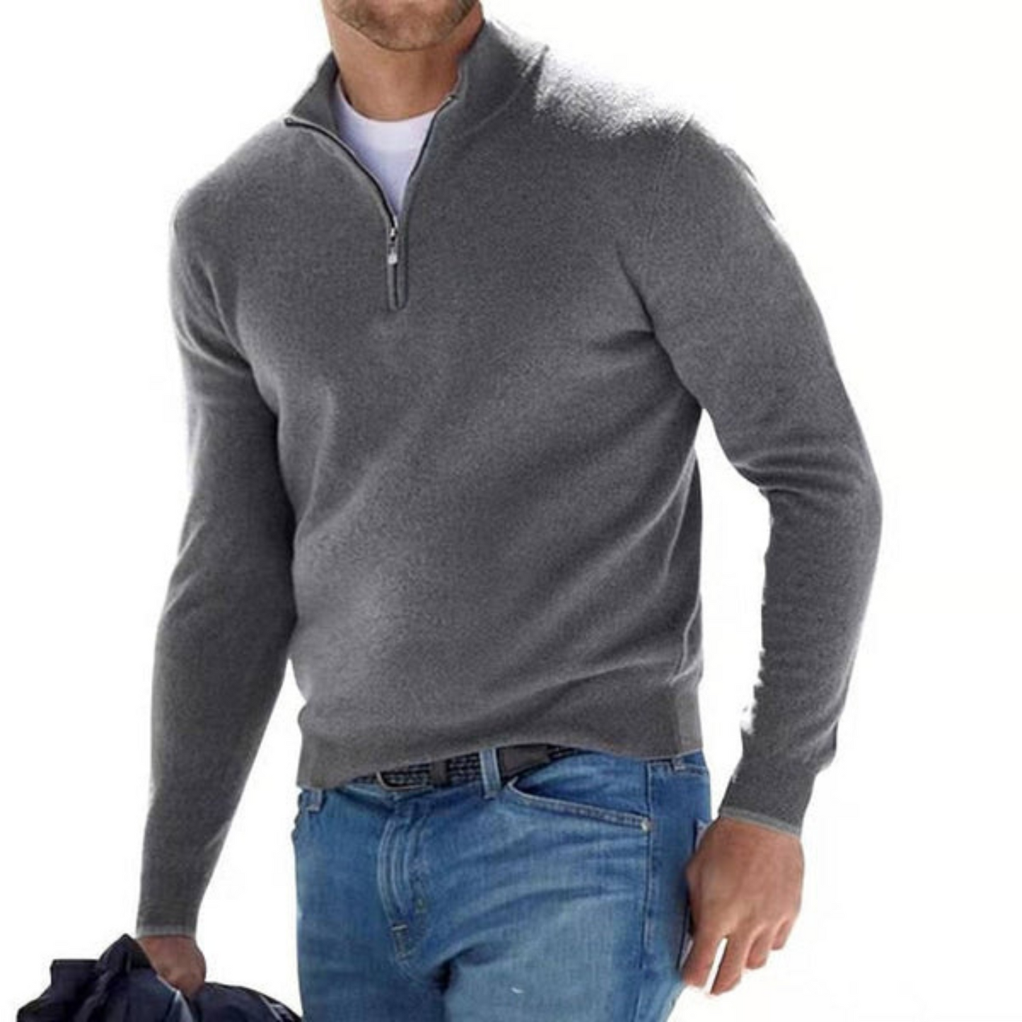 V-Ausschnitt Pullover Mit Reißverschluss – Bild 6 von 8