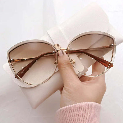 Sonnenbrille Damen, Randlose Katzenaugenform UV400 – Brille