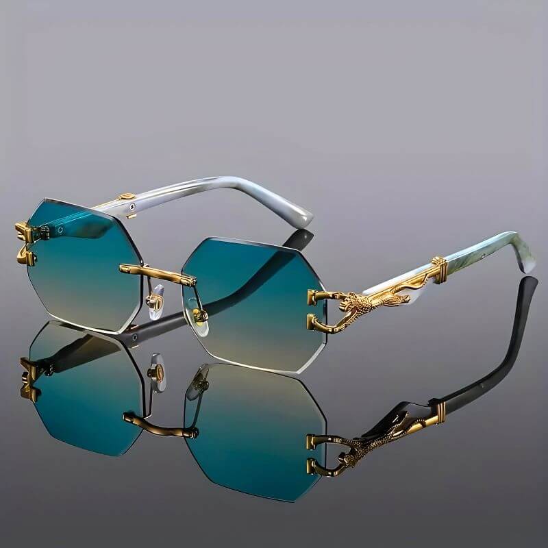 Hexagon Sonnenbrille mit Goldakzenten - UV-Schutz – Bild 5 von 6
