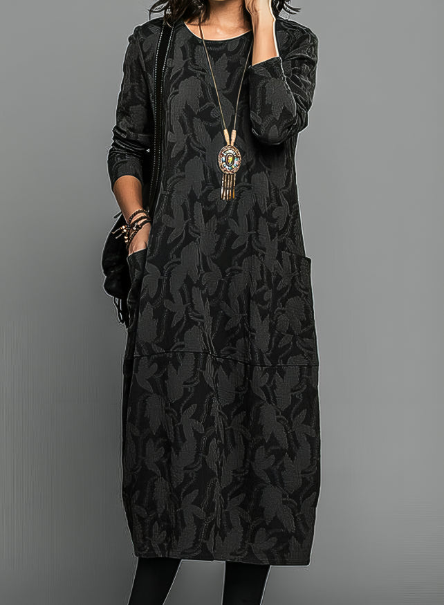 Luxuriöses Winterkleid mit Druck – Bild 4 von 4
