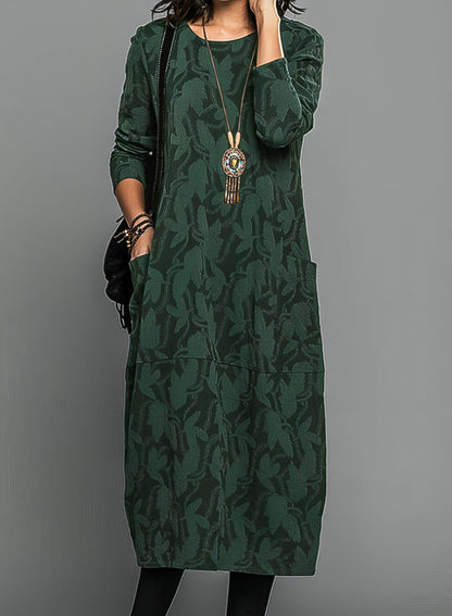 Luxuriöses Winterkleid mit Druck – Damenkleid