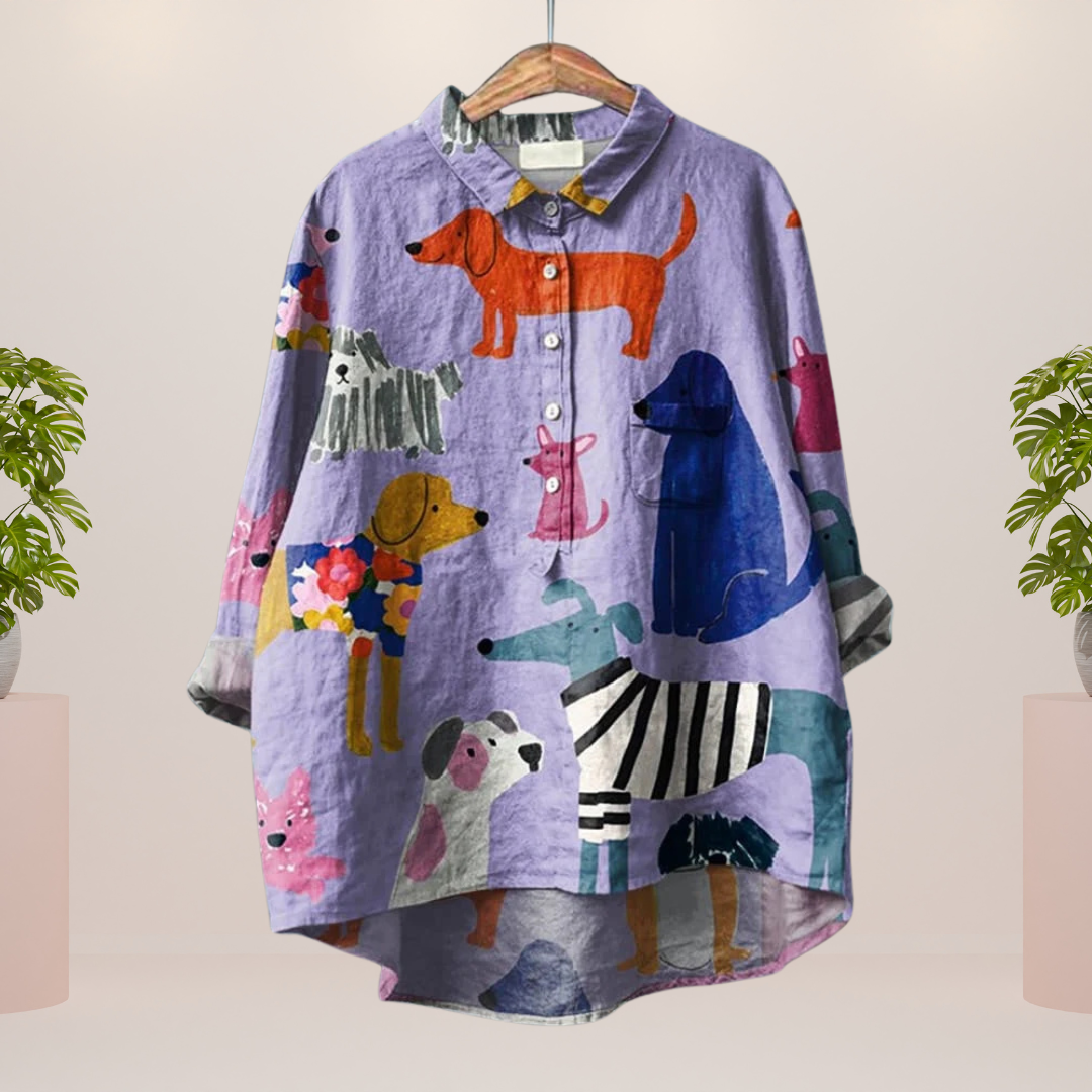 Exklusives Damenhemd mit Kunstdruck – Bild 2 von 7