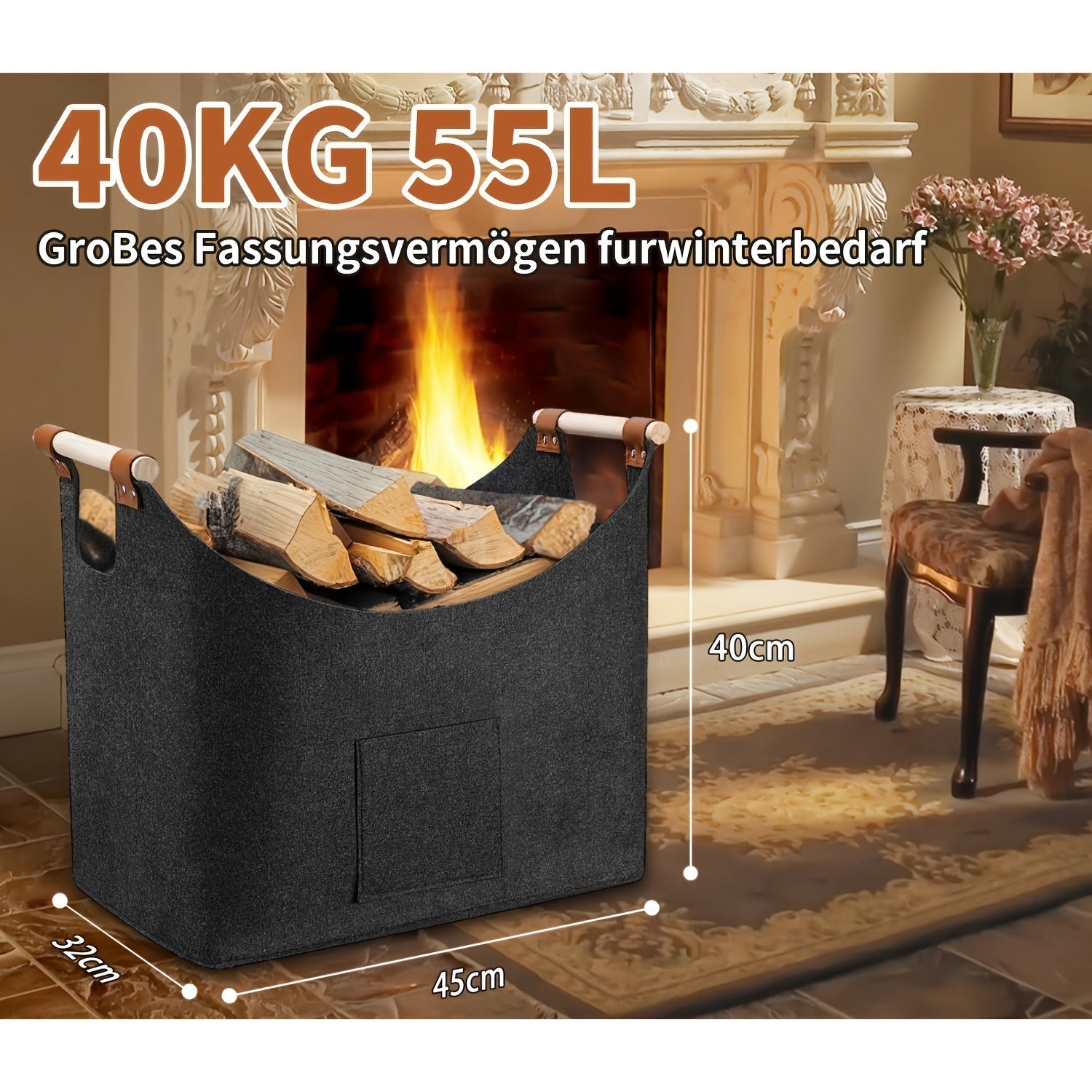 Filz-Kaminholzkorb FELDURA – Bild 3 von 8