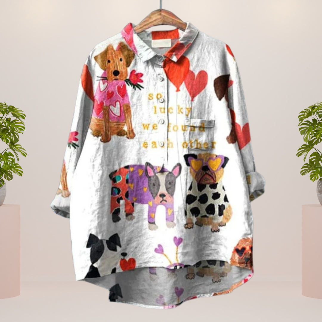 Exklusives Damenhemd mit Kunstdruck – Bild 3 von 7