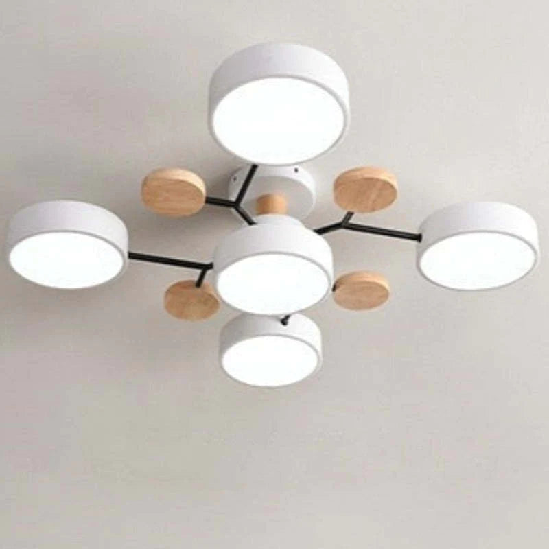 Muto Deckenleuchte Holz  Modern Rund LED Weiß Schlaf/Wohnzimmer – Bild 12 von 23