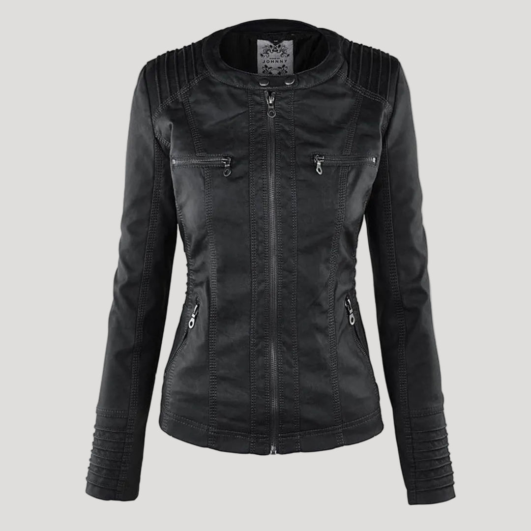 Wetterfester Damen Faux Lederjacke mit Kapuze – Jacke & Mantel