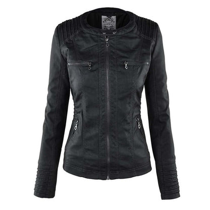 Stylische Damen-Lederjacke mit Kapuze – Bild 3 von 19