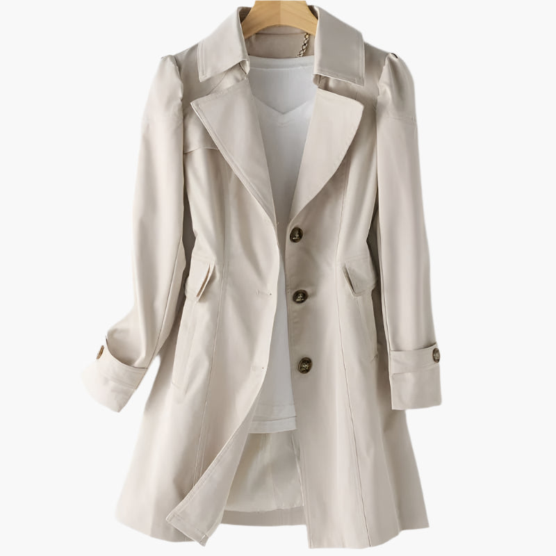 Gabriela | Damen Klassischer Langer Trenchcoat mit Knöpfen vorne – Jacke & Mantel
