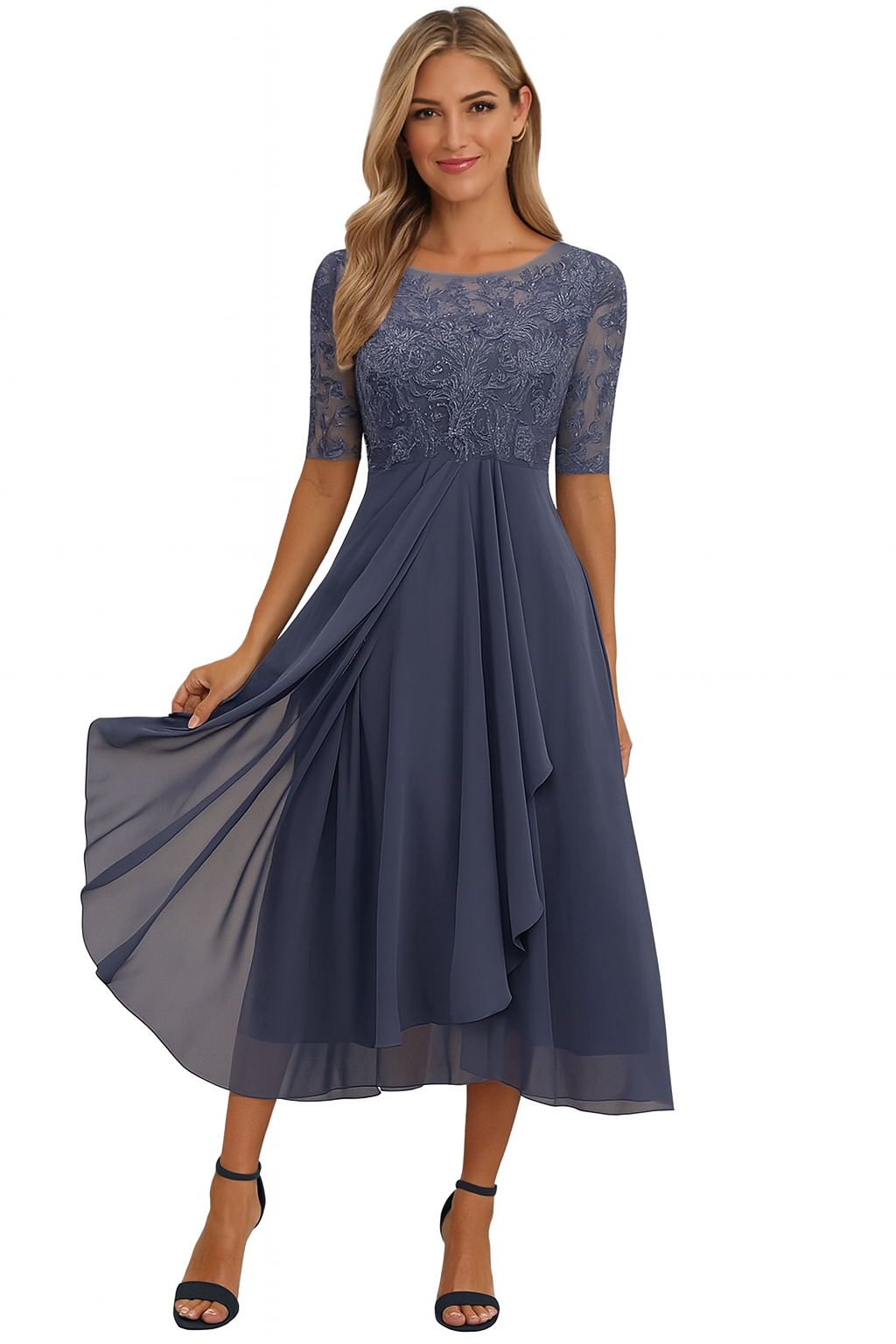 Greta | Damen Sommer A Linie Midi Kleid