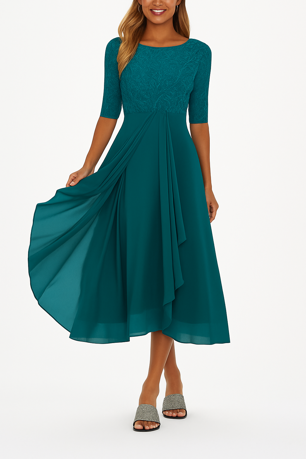 Greta | Damen Sommer A Linie Midi Kleid