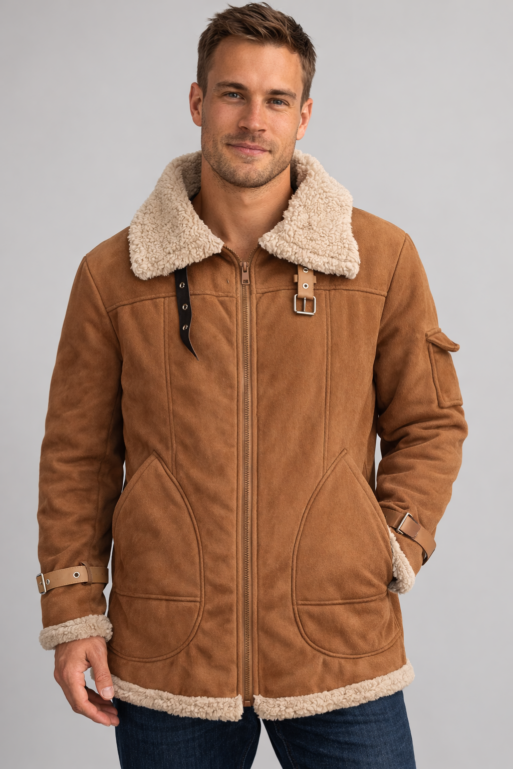Heidi-Mode Herren Camel Stilvolle fliegende jacke – Bild 3 von 6