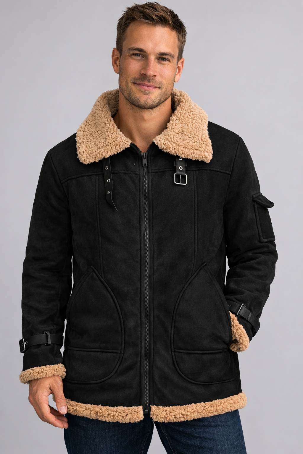 Heidi-Mode Herren Camel Stilvolle fliegende jacke – Bild 4 von 6