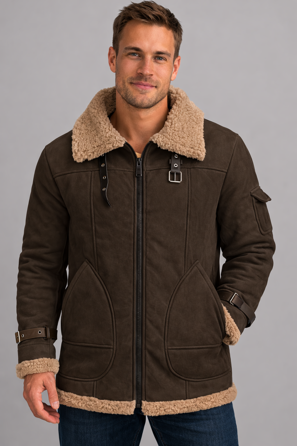 Heidi-Mode Herren Camel Stilvolle fliegende jacke – Bild 6 von 6