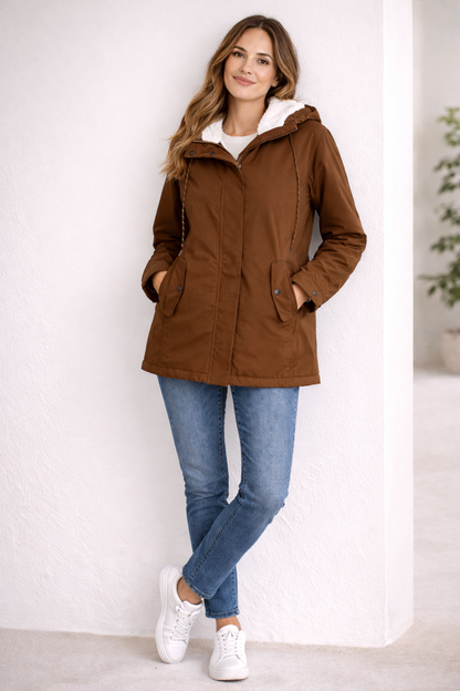 Lange Winterjacke Mit Kapuze & Futter – Bild 7 von 8