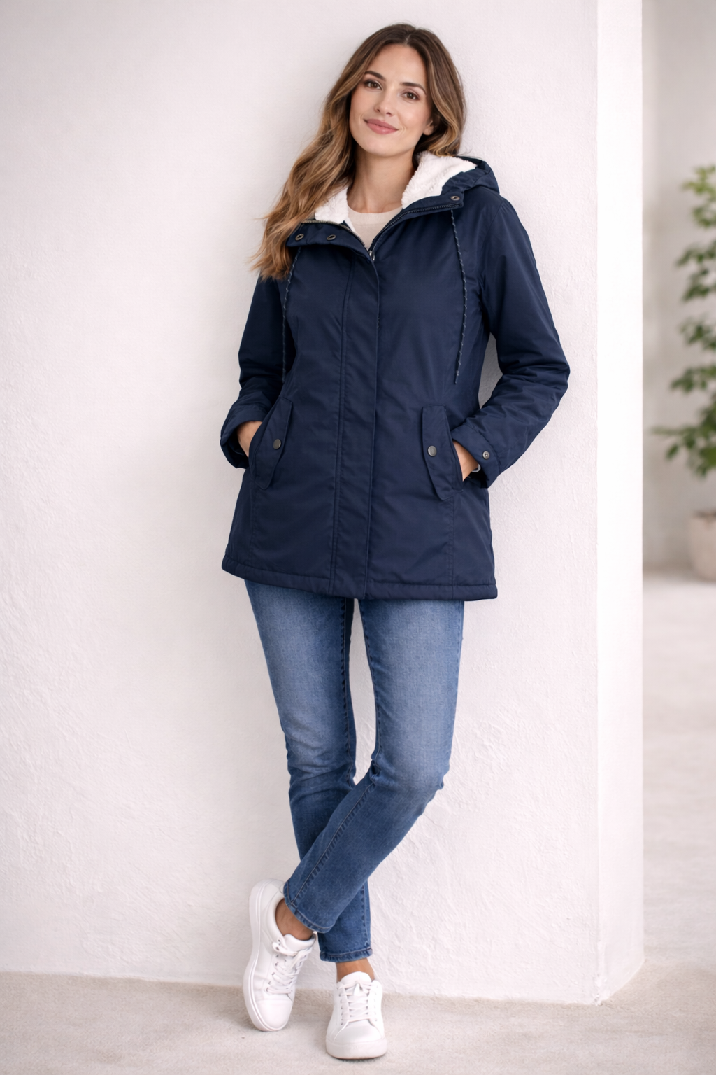 Lange Winterjacke Mit Kapuze & Futter – Bild 6 von 8