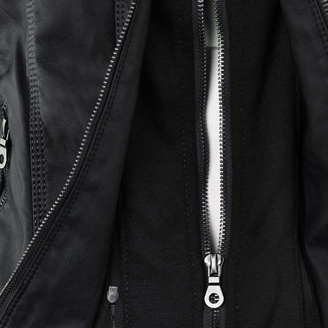 Stylische Damen-Lederjacke mit Kapuze – Bild 13 von 19