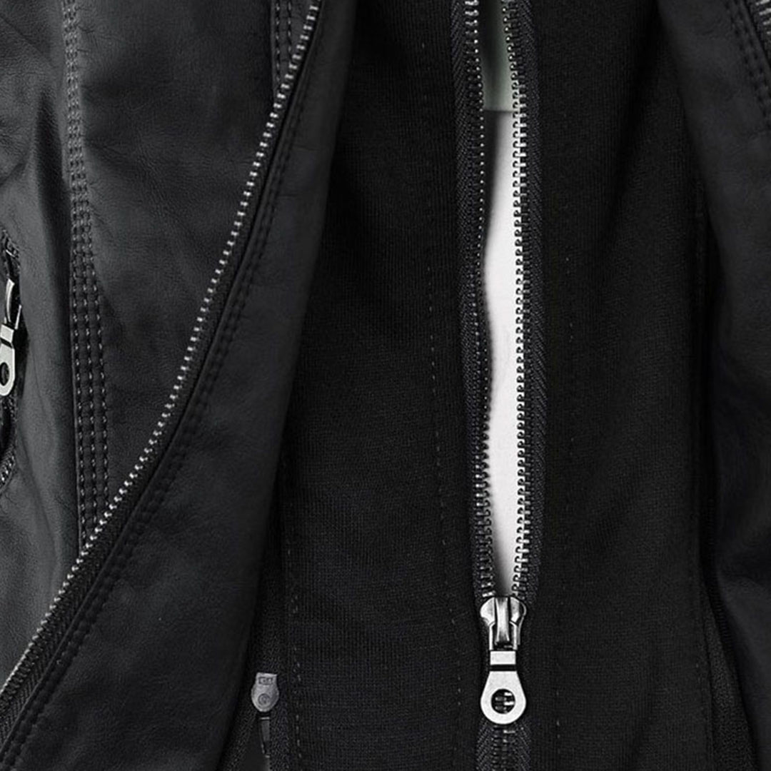 Wetterfester Damen Faux Lederjacke mit Kapuze – Bild 4 von 21