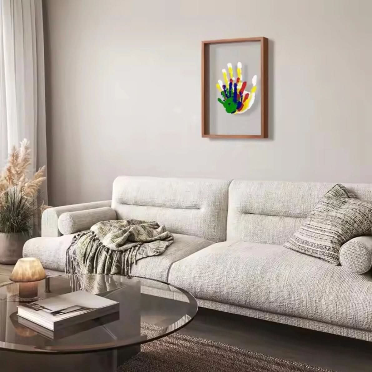 KLEINE SPUREN – Baby Erinnerungsrahmen aus Holz mit Ton für Hand- & Fußabdrücke – Bild 4 von 7
