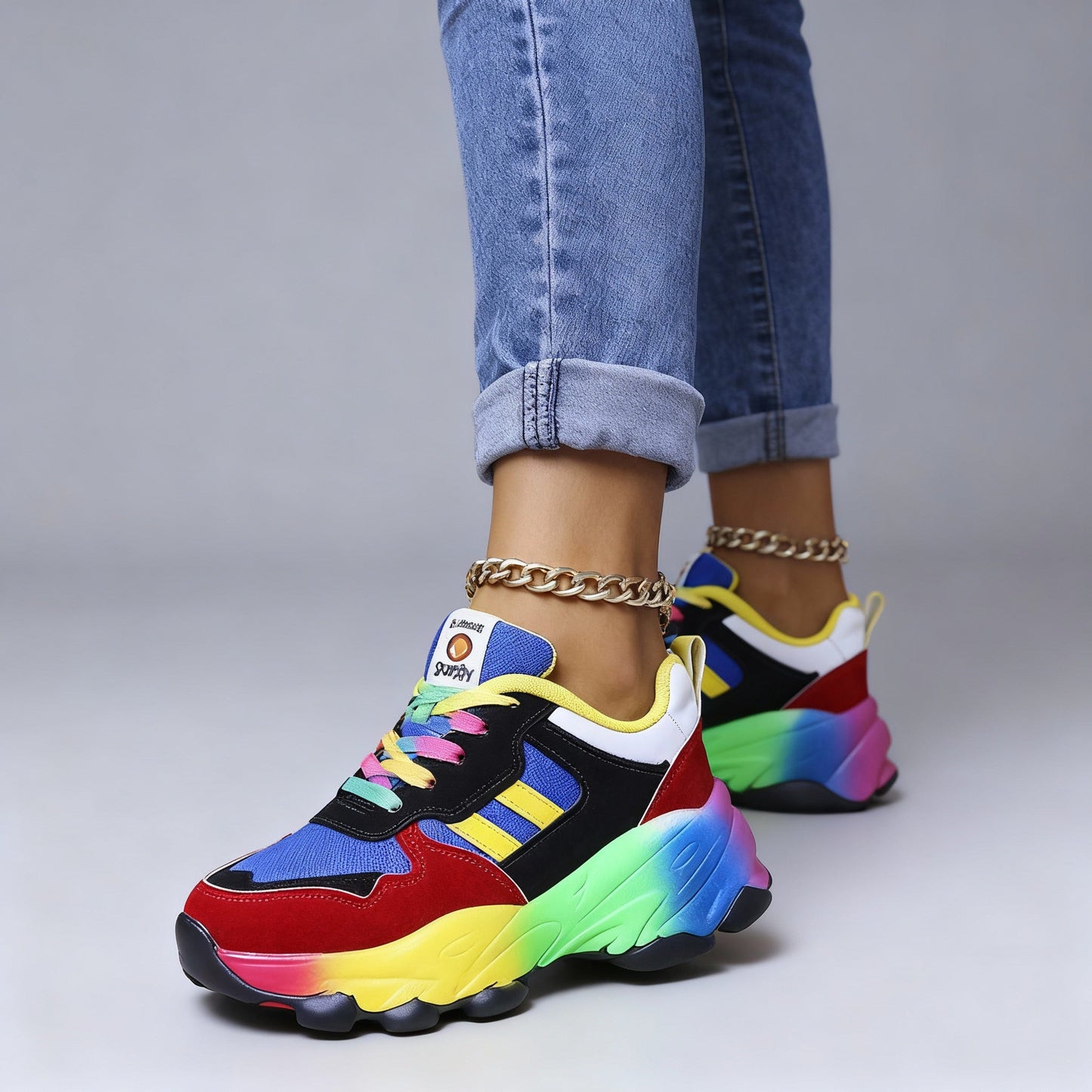 Damen Orthopädische Schuhe – Regenbogen, Ultraleicht, Stoßdämpfend, Fußgewölbestütze, Weite Zehenbox – Bild 3 von 7