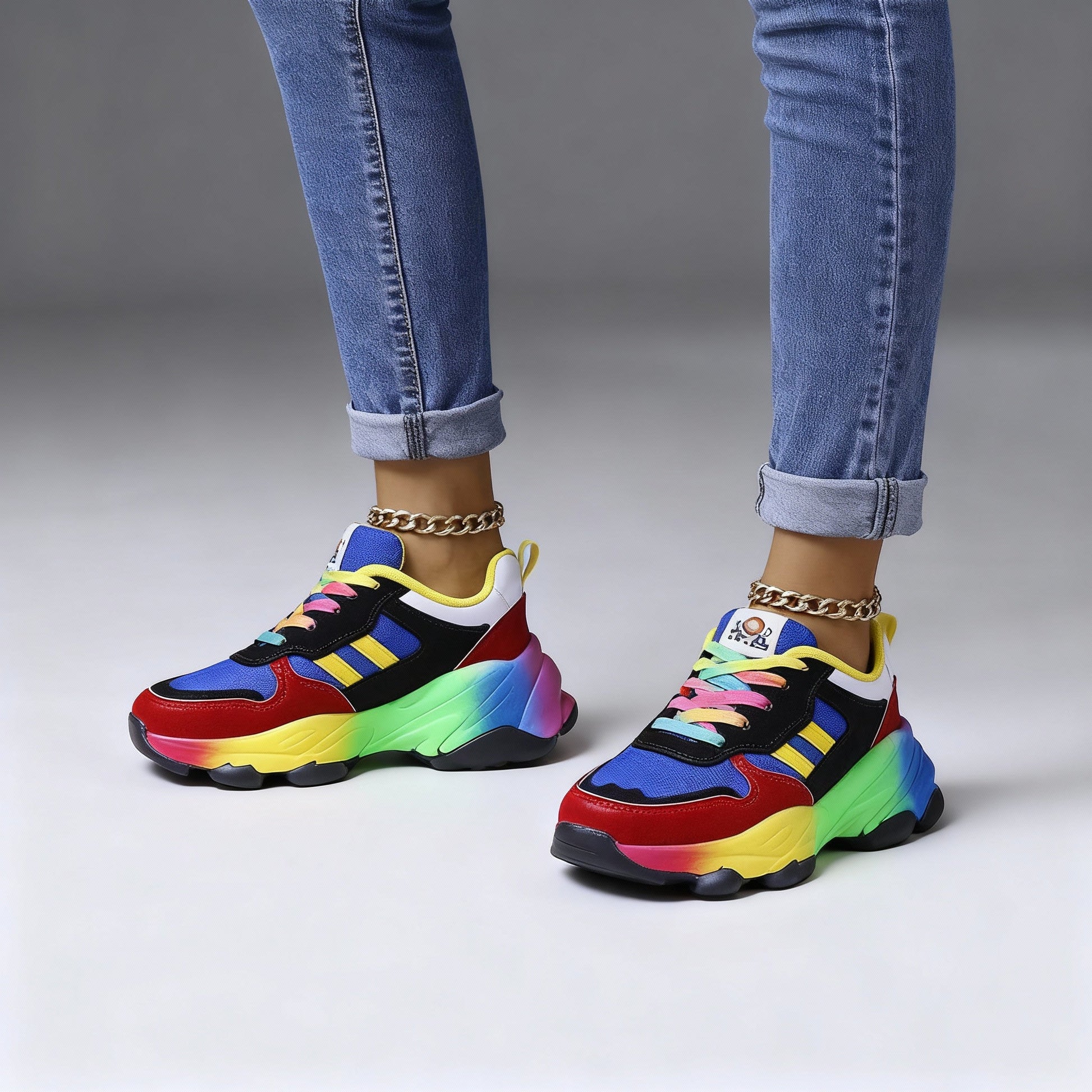 Damen Orthopädische Schuhe – Regenbogen, Ultraleicht, Stoßdämpfend, Fußgewölbestütze, Weite Zehenbox – Bild 6 von 7