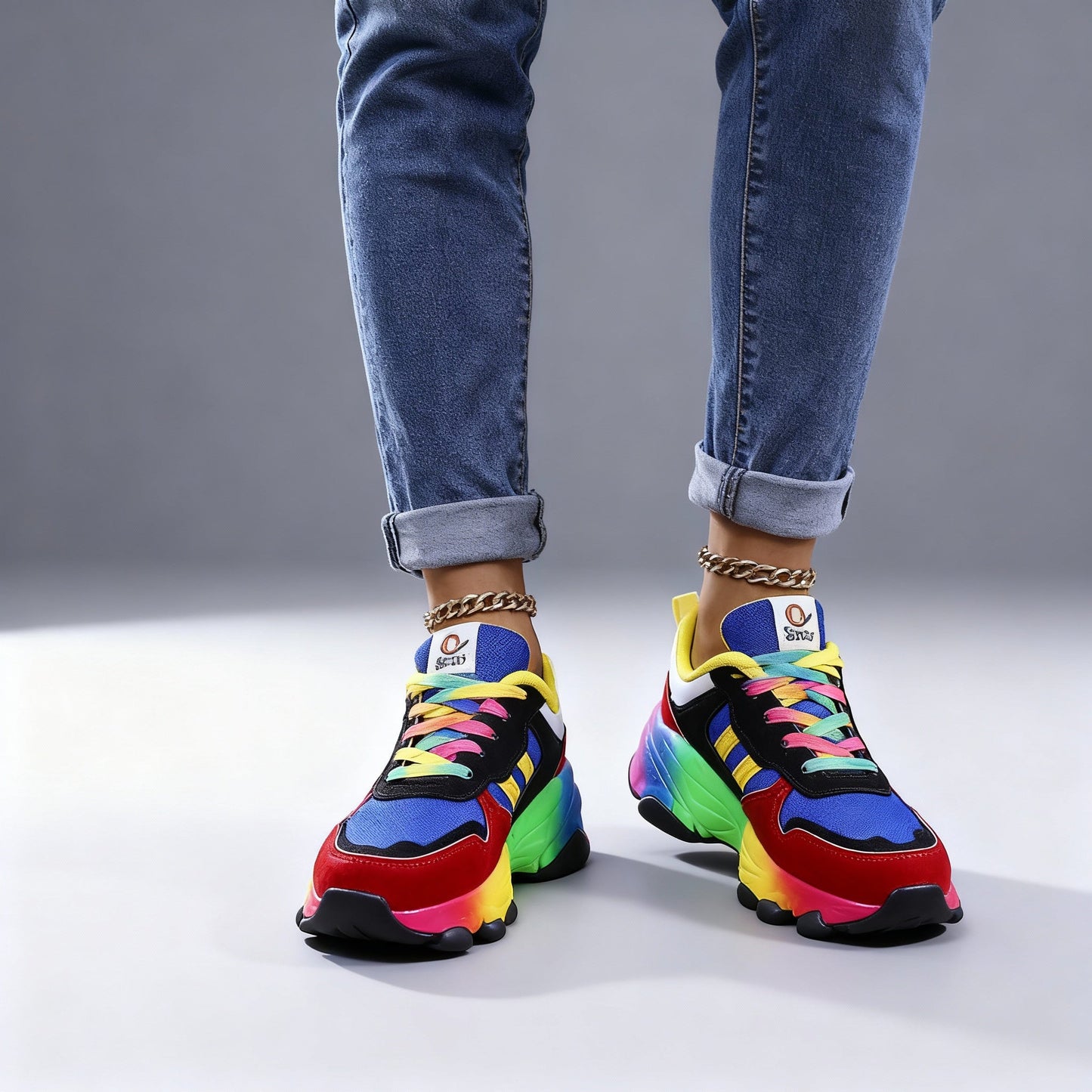 Damen Orthopädische Schuhe – Regenbogen, Ultraleicht, Stoßdämpfend, Fußgewölbestütze, Weite Zehenbox – Schuhe