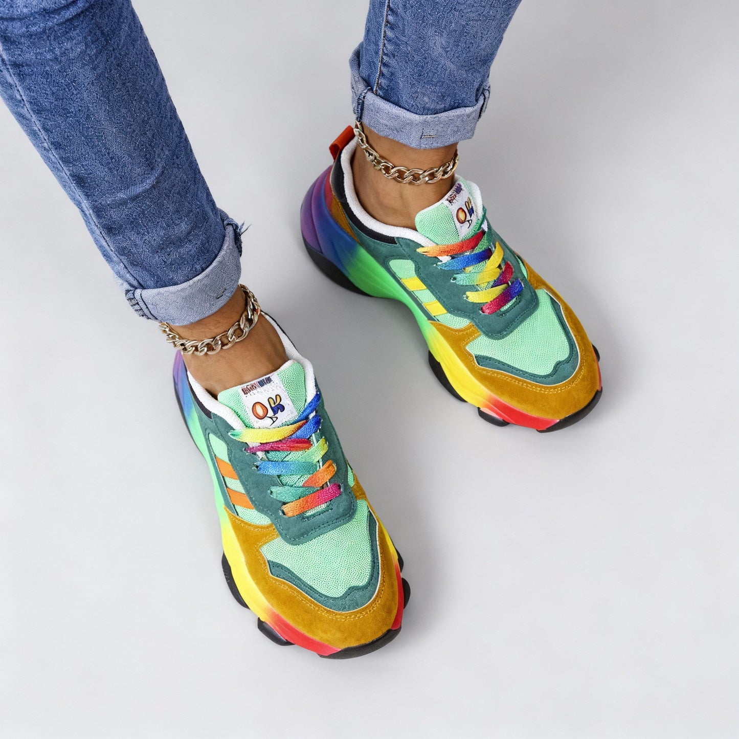 Damen Orthopädische Schuhe – Regenbogen, Ultraleicht, Stoßdämpfend, Fußgewölbestütze, Weite Zehenbox – Bild 4 von 7